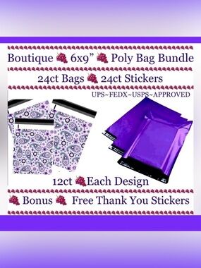 24ct~ 6x9” ~ Poly Mailer Bags 🌿🆕🌿
2~Designs⭐️24ct Free Thank You Stickers